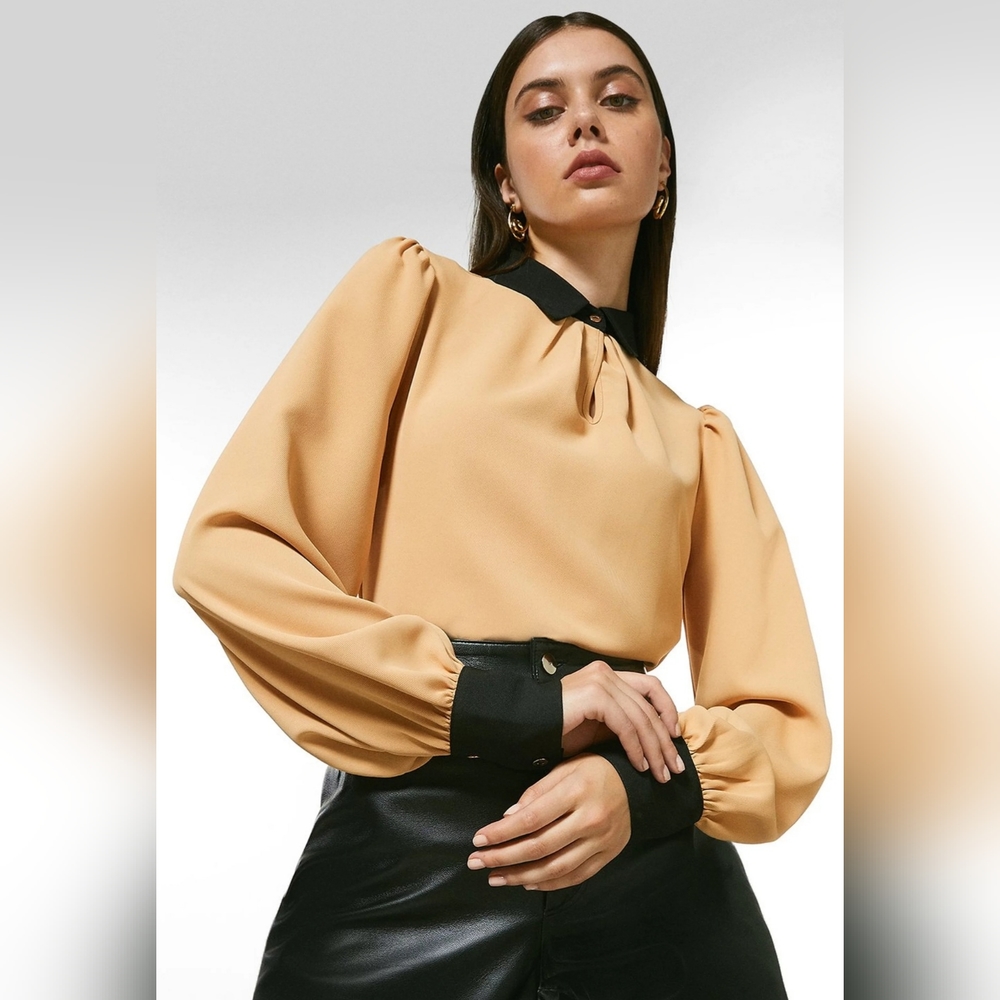 Karen millen contrast twill woven top US2